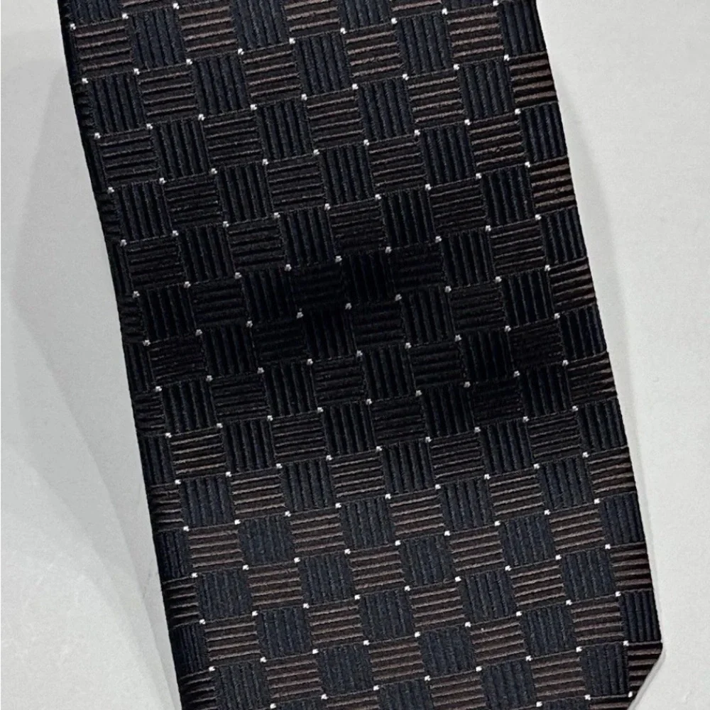 Hugo Boss Black and Brown Checkered Tie